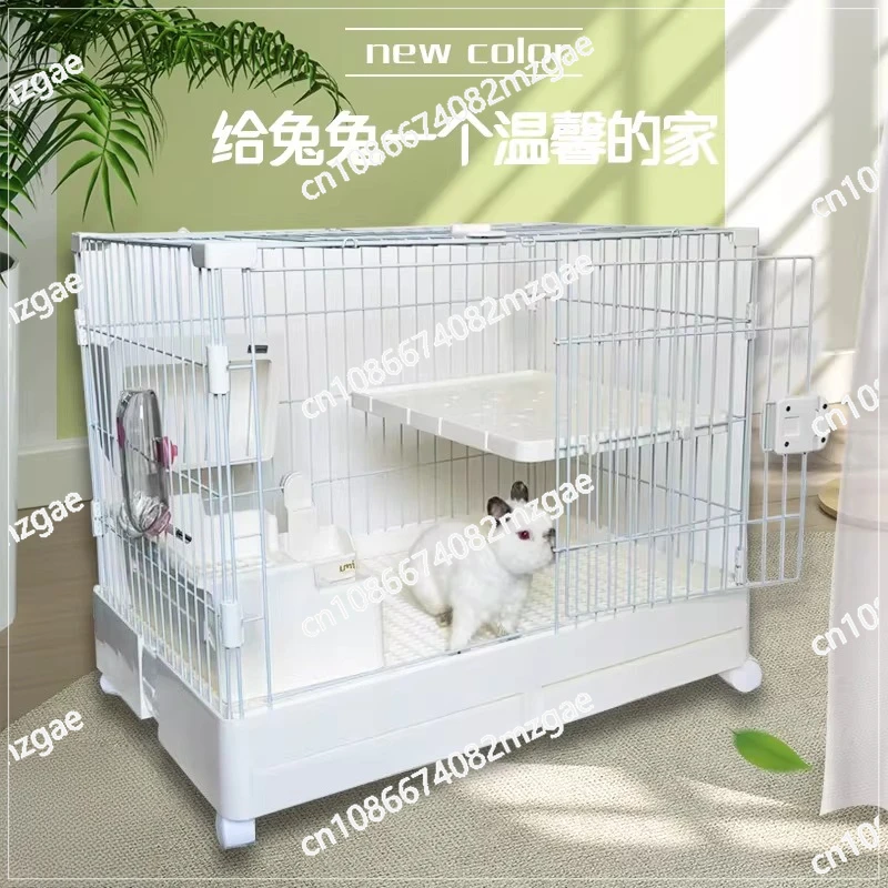 Rabbit cage automatic manure cleaning cage household extra large luxury cage villa nest house