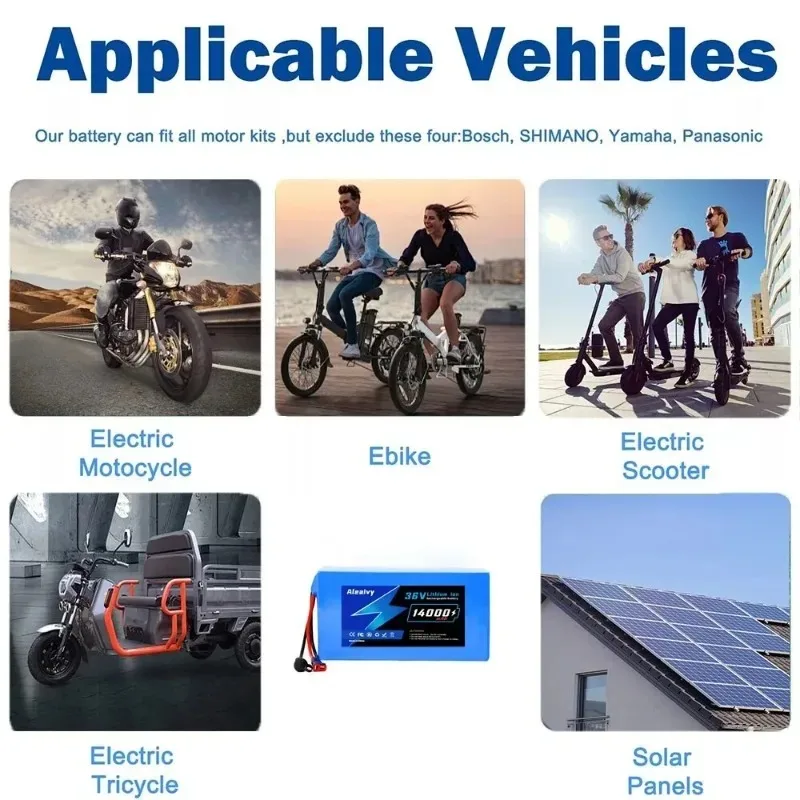 

Aleaivy Genuine 48V Lithium Battery Pack for Motorized Scooter 10/12/14/16/20Ah 18650 Cells 13S7P Built-in 30A BMS Suitable for