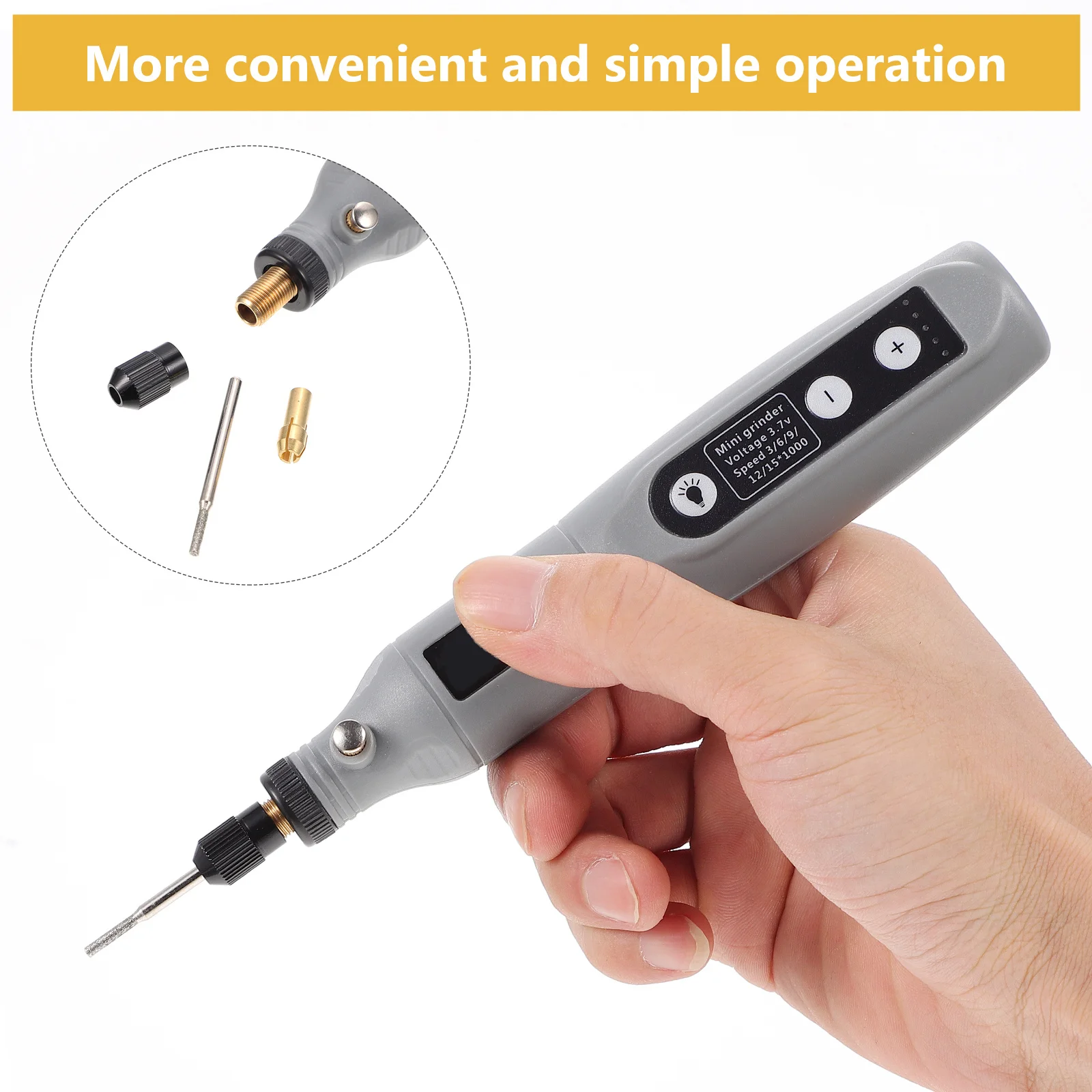 1 مجموعة آلة الحفر الصغيرة المحمولة الحفر الكهربائية القلم 5-Level التحكم LED الإضاءة قبضة الراحة للليشم المنزلي