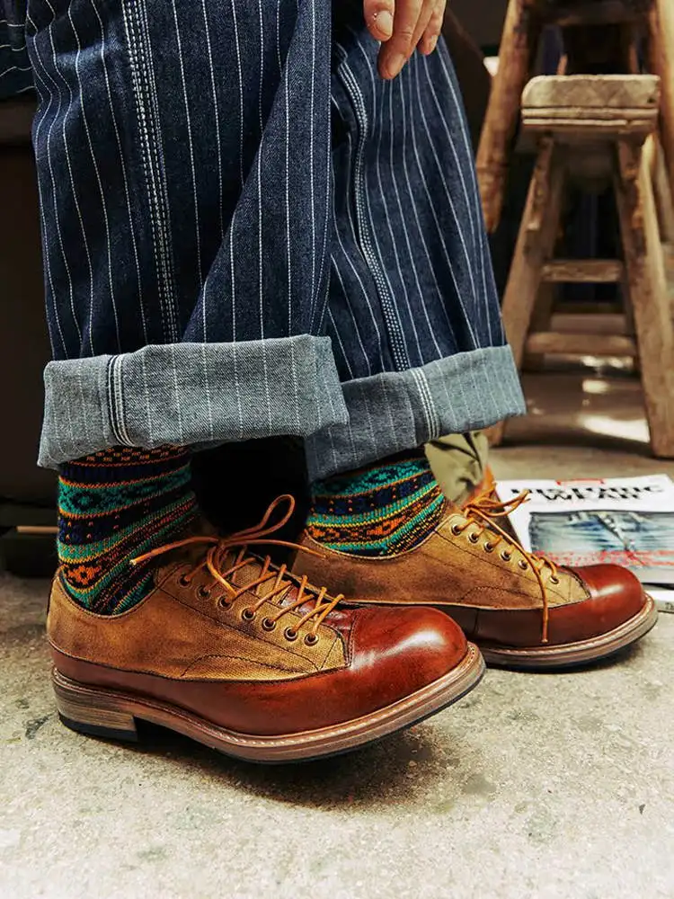 

Vintage Fashion Genuine Leather Low Top Work Derby Shoes Men Casual Formal Thick Bottom Outdoor Office Leather Shoes Male