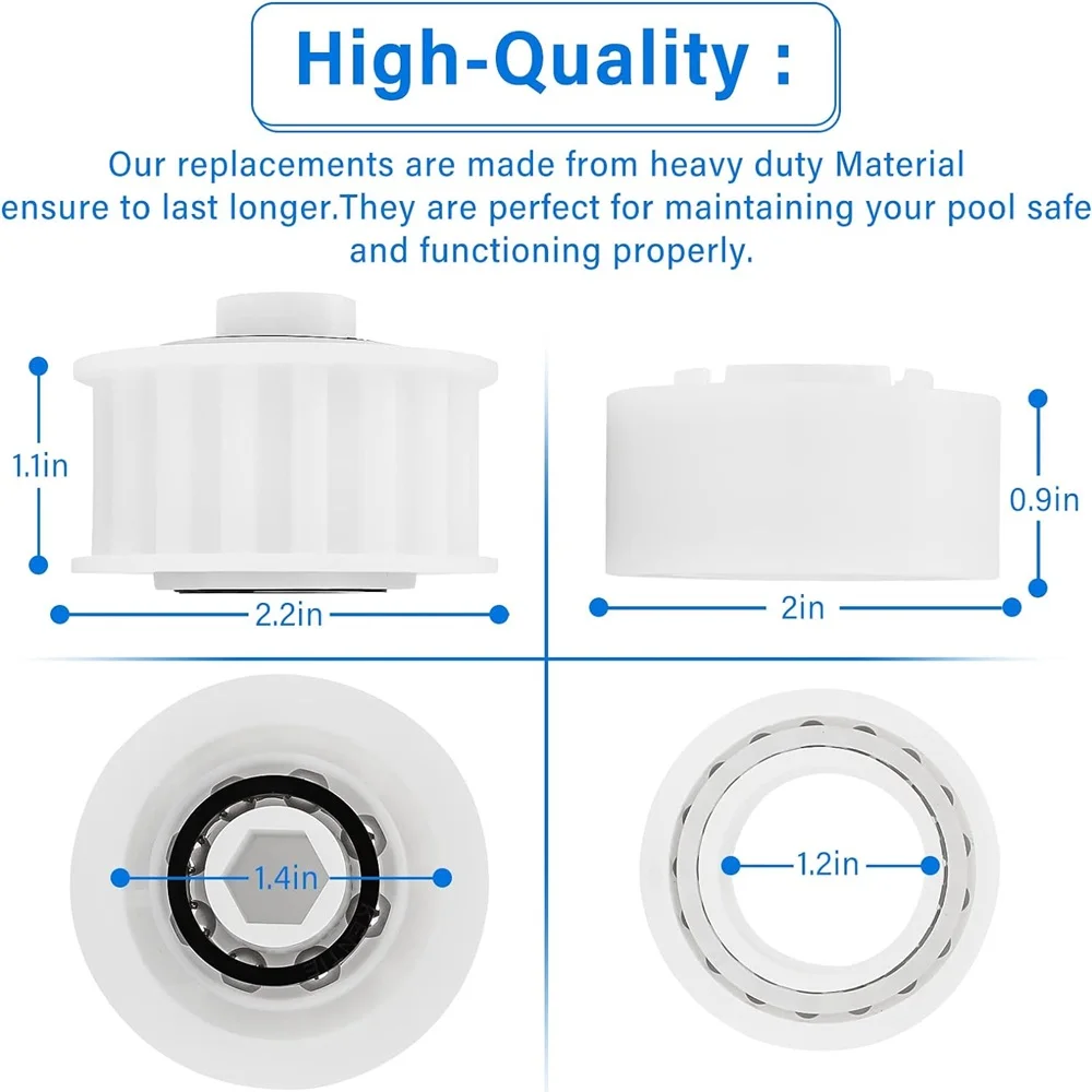 Automatic Robotic Pool Cleaner Replacement Parts, Guide Wheels 4 Pack with 2 Pack Pulley Gears 3884997-R6 for Maytronics Dolphin