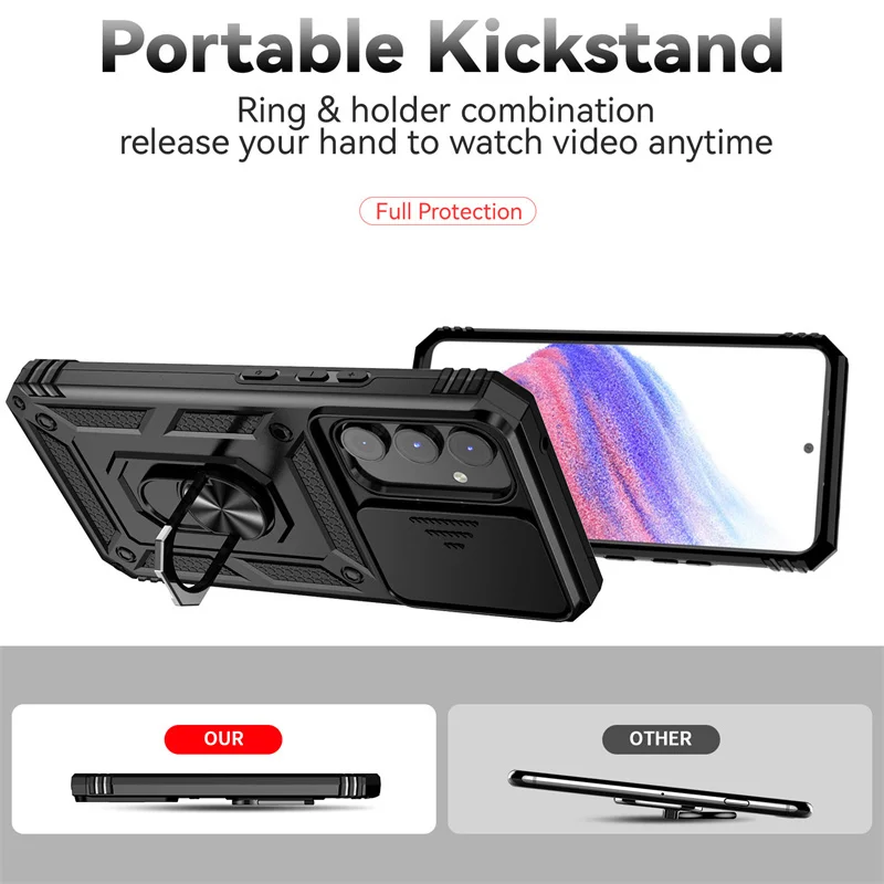 For Samsung Galaxy A14 A34 A54 5G Case Slide Camera Protect Armor Phone Case For Samsung A54 A 14 34 54 Magnet Holder Ring Cover image 3