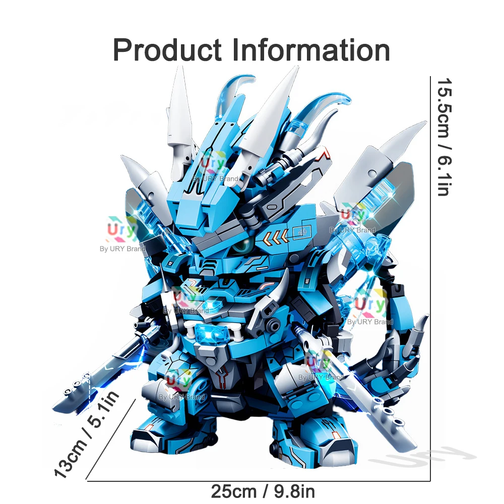 2in1 Ninja Movie Blue Warrior Mini Robot Battle Mecha Flying Water Dragon Set Fighter Building Block Toys for Boy Christmas Gift