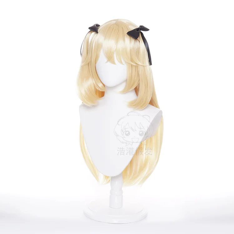 Game Genshin Impact Fischl Cosplay Wig Woman Golden Bunches Synthetic Hair Comic-con Costume Accessories Halloween Dress Up Wigs