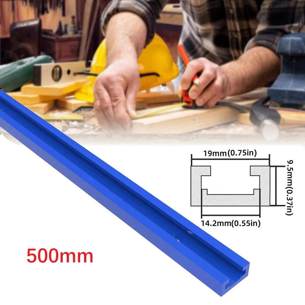 

500mm Blue Double-Cut T-Track T-Slot Miter Track Aluminum Alloy For Router Table Hand Tools Power Tools Accessories