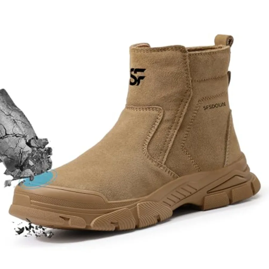 

Work Boots for Men Slip On Welding Boots for Men Indestructible Steel Toe Boots Men's Steel Toe Shoes Fireproof Safety Toe Shoe