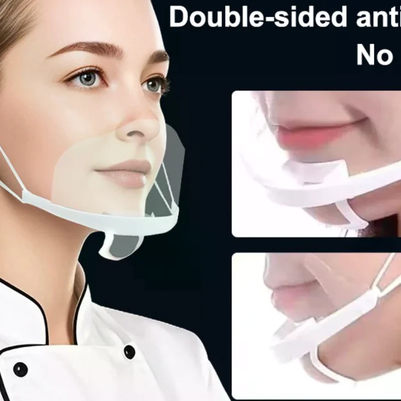 10/20/30 قطعة قابلة لإعادة الاستخدام شفافة مكافحة الضباب قناع غطاء البلاستيك مفتوح الوجه الحرس مطعم المدرسة البلاستيك مكافحة اللعاب الفم درع