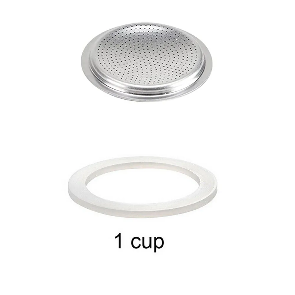 1 Set Rubber Seal Gasket With Filter Espresso Pot Replacement Accessories For Moka Stove Pot Top Silicone Rubber Seal Ring
