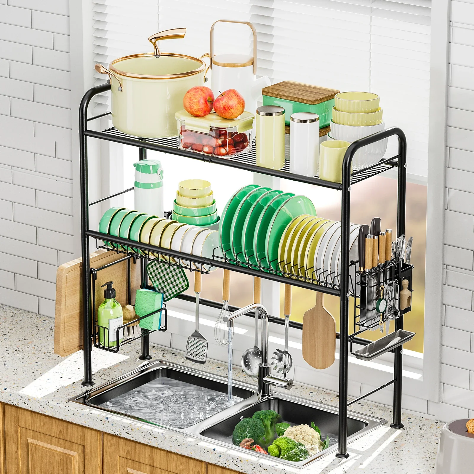 

For 2 Tier Over The Sink Dish Dnying Rack- Dish Rack Over sink for Kitchen Counter