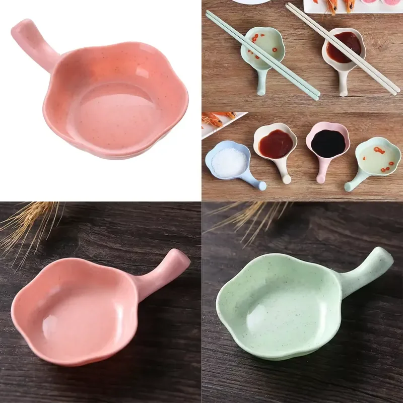 Eco Friendly Straw BBQ Sauce Tray Small Dipping Dish Reusable Seasoning Tableware for Outdoor Barbecue Picnic Camping