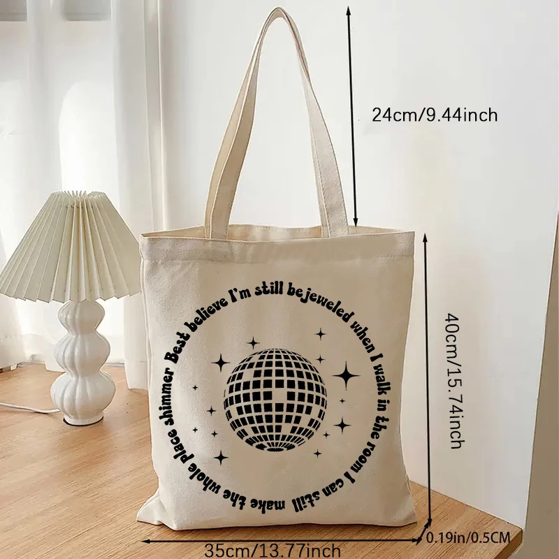 Bejeweled Pattern Tote Bags Taylor Inspired Cotton Bags Canvas Bag Midnights Shoulder Bag Best Gift for Her