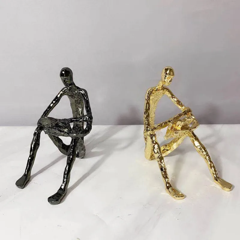 

Modern Abstract Metal Reading Characters Cast Iron Sculpture Study Furniture Living Room Decoration Crafts Home Decoration Gift