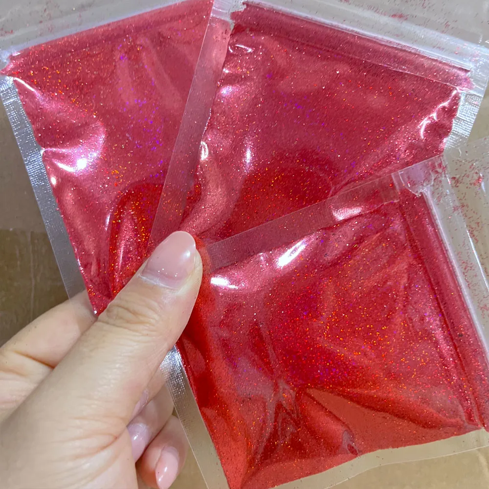 10g 0.2mm Laser Christmas Red Nail Glitter Powder Sparkly Holographic Chrome Ultra Fine Nail Pigment For Nail Gel Polish Dust