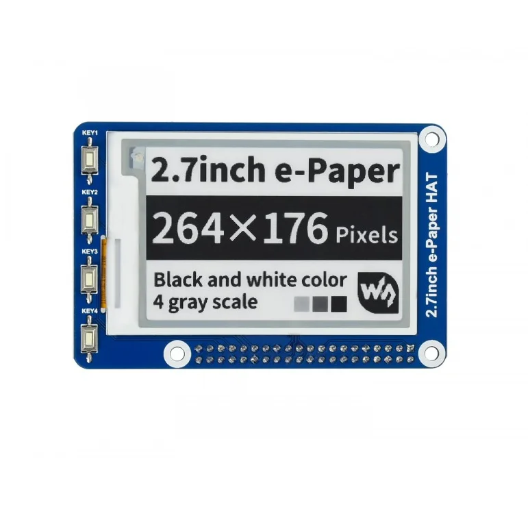Waveshare 2.7inch e-Paper HAT, 264x176, 2.7inch E-Ink display HAT for Raspberry Pi