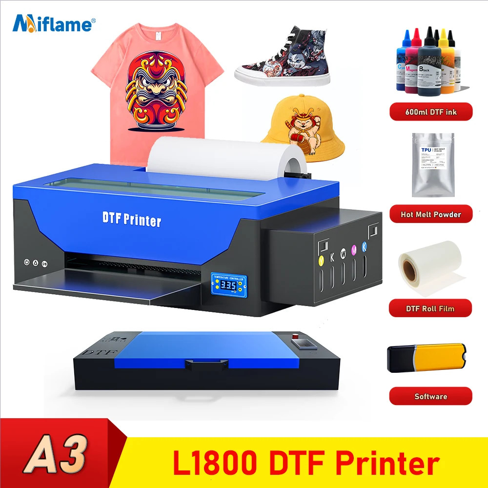 

A3 DTF Printer with Roll Feeder L1800 Printing Machine For DIY Print Fabric T shirt printer Direct to Film Transfer Printer