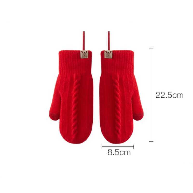 Youpin-guantes de terciopelo para mujer, manoplas gruesas de punto, dedo completo, para ciclismo, cuello colgante, Invierno