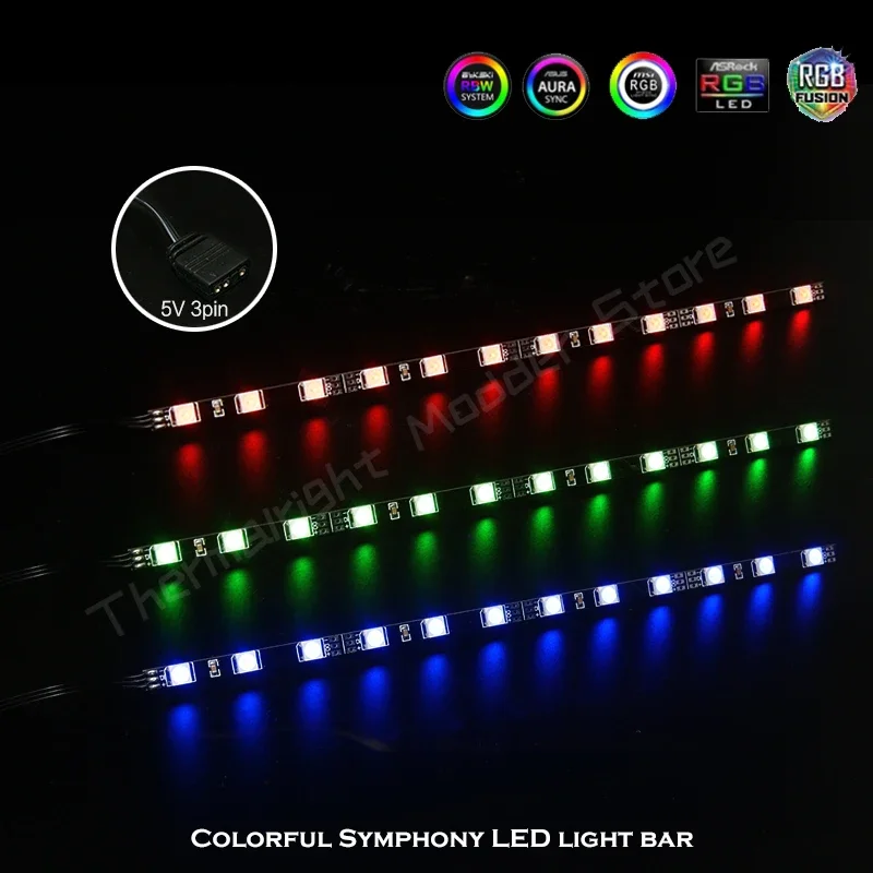 그래픽 카드 지원 홀더 용 ARGB LED 라이트 테이프 스트립 5V 3Pin VGA 브래킷 수냉 RGB 스트립