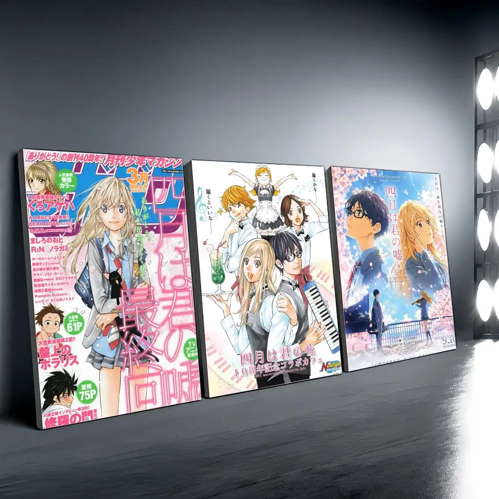 Anime Y-Your Lie in April Poster Vintage Wall Art Aesthetic Room Decor Print Living Room Bedroom Home
