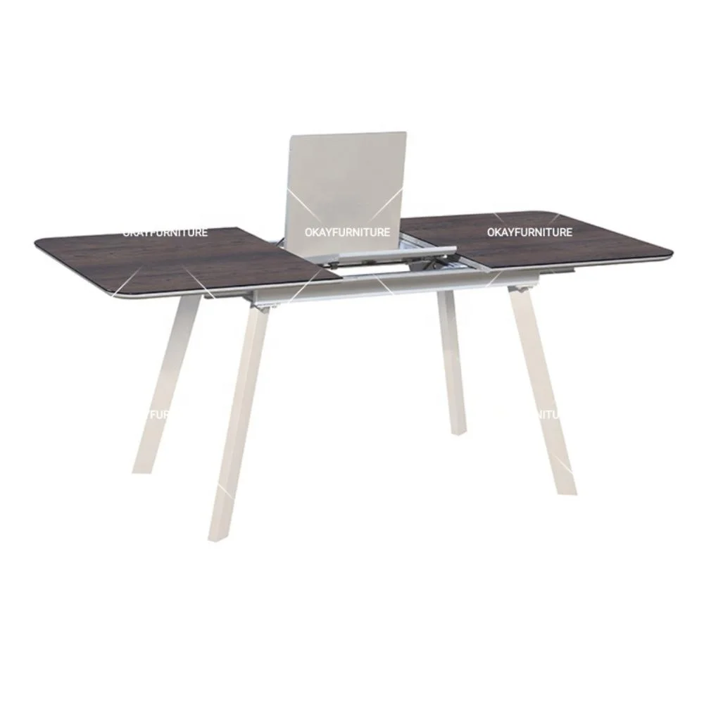 تصميمات طاولة طعام حديثة من الفولاذ المقاوم للصدأ قابلة للتمديد MDF #3