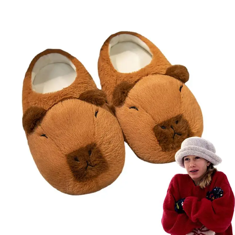 Soft Capybara Slippers Women Women's Plush Slippers Indoor Outdoor Winter House Slippers Cute Non-Slip For women