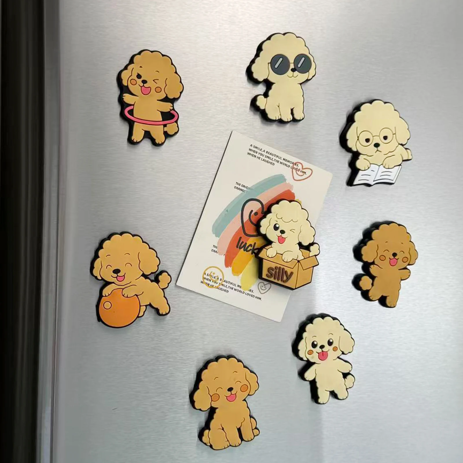 Poodle Dog Magnets Set Decorative Pose Variations for Home Fridge Organization and Display Pack of 8 Assorted Styles