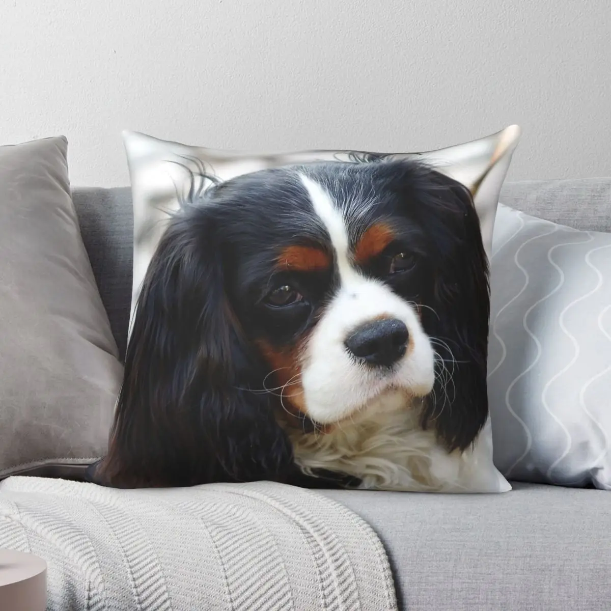 Cavalier King Charles Spaniel Pillowcase Polyester Linen Velvet Printed Zip Decorative Throw Pillow Case Home Cushion Cover