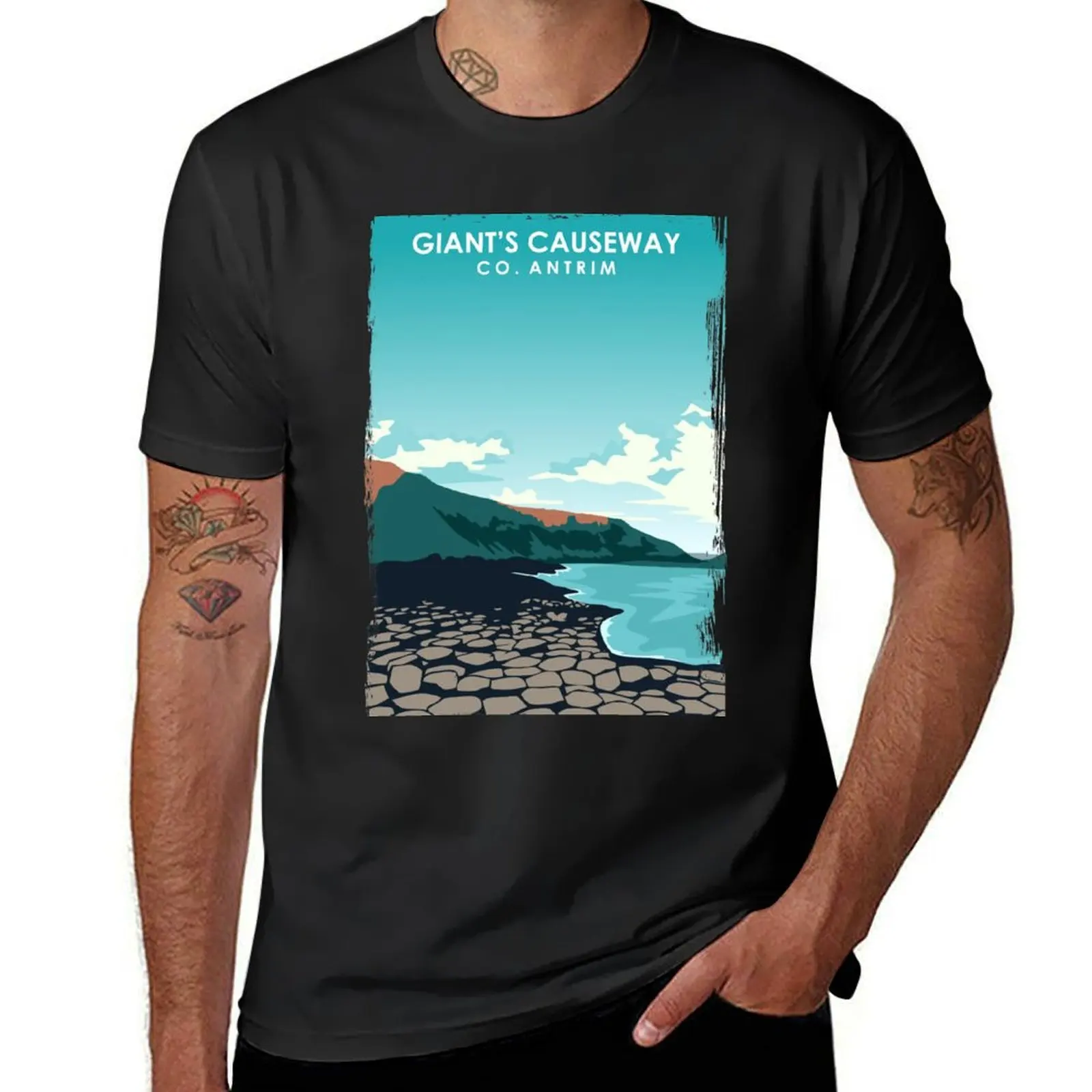 Giant's Causeway Northern Ireland Retro Travel Poster T-Shirt new edition blanks sublime big and tall t shirts for men