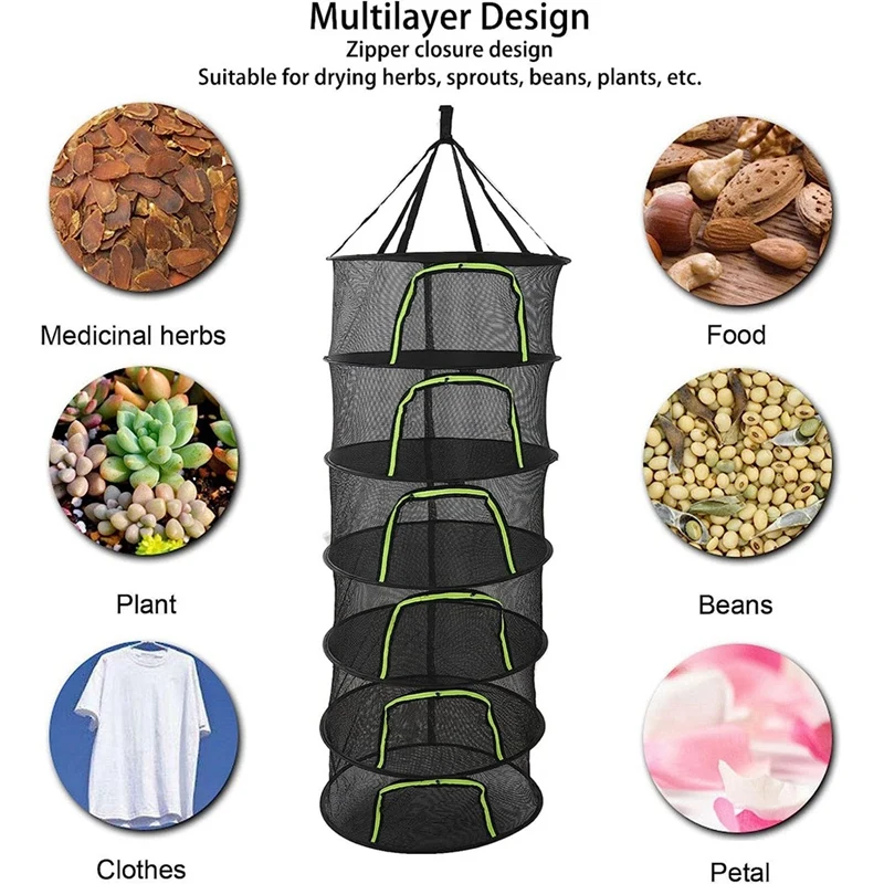 ELOS-Folding Dry Rack Drying Net For Herbs Hanging Basket Dryer Bag Mesh Herb Drying Net For Flowers Buds Plants