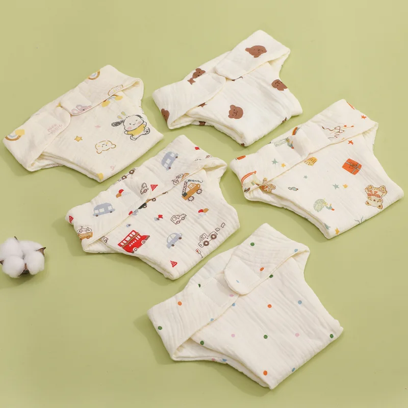 New Summer Cotton Baby Reusable Taped Diaper Cartoon Baby Training Pants Infant Shorts Nappies Panties Changing Underwear Cloth