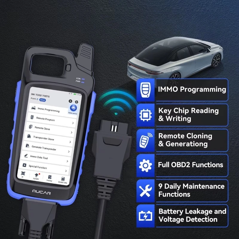 Smart Immo Key Programming Tool OBD2 Scanner with Key Frequency Detection Chip Read/Clone/Write CANFD DOIP Support