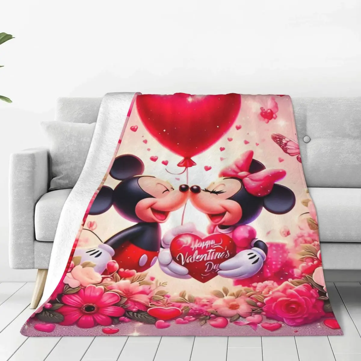 Animated Movie Mickey, Minnie Mouse Love Blankets Quality Warm Bedding Throws Winter Travel Couch Bed Fluffy Bedspread