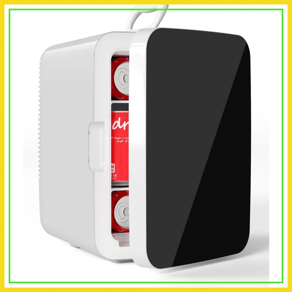 

10L Mini Fridge, Portable Compact Cooler for Food, Beverages, Makeup, AC/DC Adapters, Quiet for Bedroom Office Dorm White