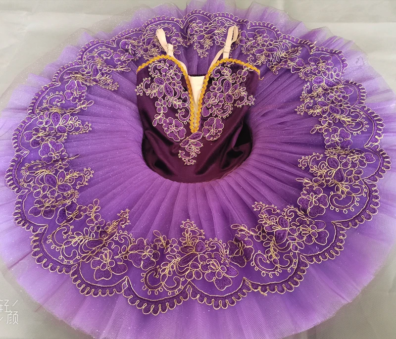 Girls Ballet Professional Tutu Dress Purple Adult Swan Lake Pancake Ballerina Stage Costumes Dance Ballet Leotard Tutu Dress