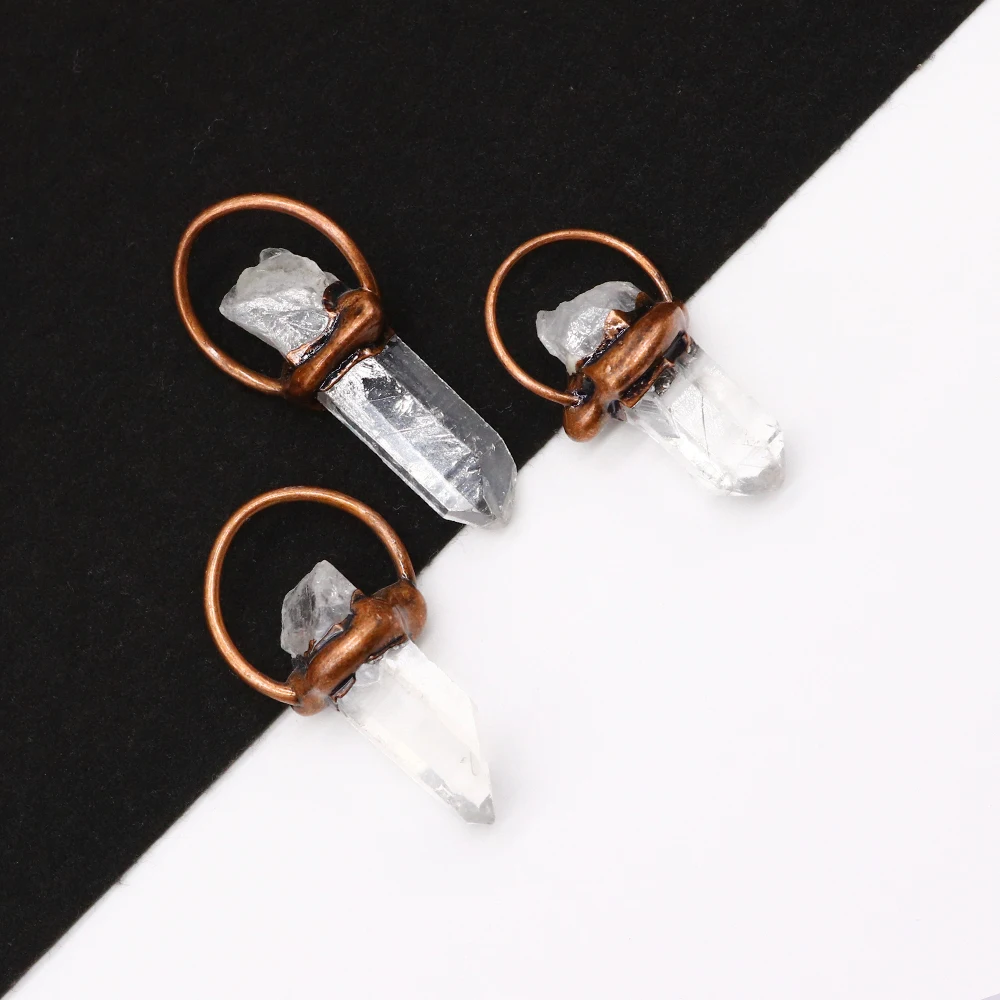 Exquisite Natural Stone Crystal Irregular Pendant Charm Necklace Jewelry Spiritual Energy Alloy Hanging Ring Making Fashion