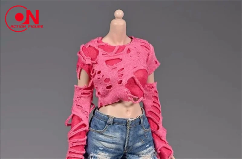 1/6 Schaal Vrouwelijke Gewassen Denim Vest Been Cover Shorts Rimpel Gat T-shirt Kleding Model Fit 12 ''Soldaat Action Figure body Poppen