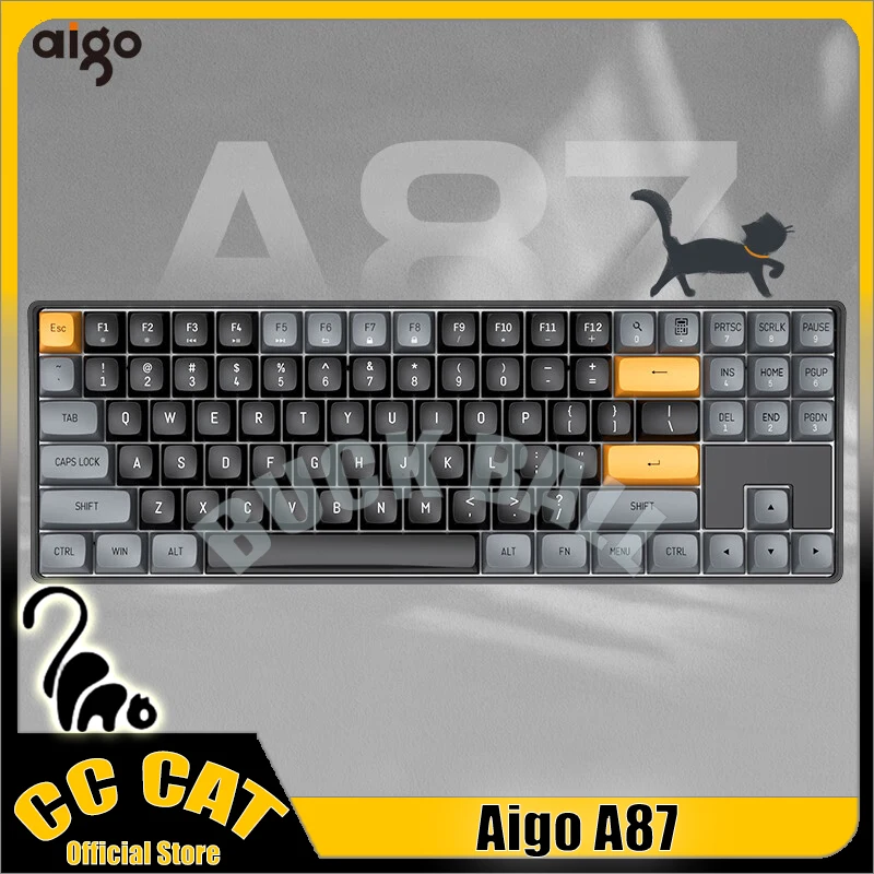 

Aigo A87 Mechanical Keyboard 89 Keys Wireless Keyboards Custom 2.4G USB 2Mode PBT Keycaps Hot-Swap Gaming Win IOS Keyboards Gif