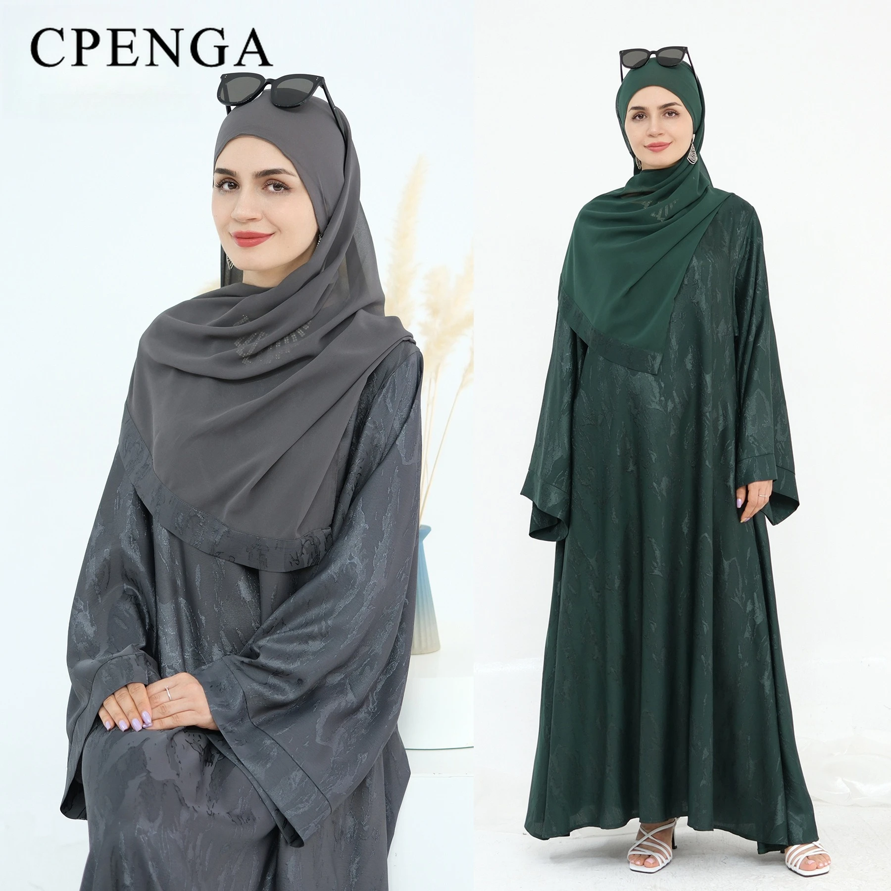 Stilvolles Abaya-Kleid für muslimische Frauen, vom Türkei inspiriertes bescheidenes Blumen-Jacquard-Langarm-Gebetskleid, elegante Herbst-Islam-Kleidung