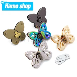 1pc Metal Butterfly Shape Turn Lock Clasp Buckle for Leather Craft Women Handbag Purse Closure DIY Hardware Accessories
