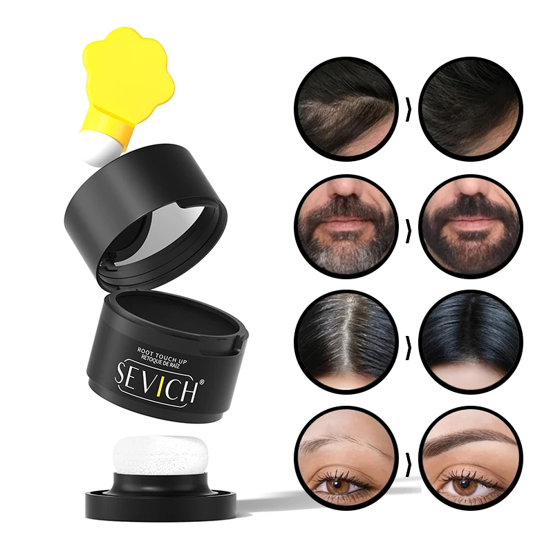 3IN1 HairLine Powder 4g Black Root Cover Up Natural Instant Waterproof Hairline Shadow Powder Hair Concealer Coverage Unisex