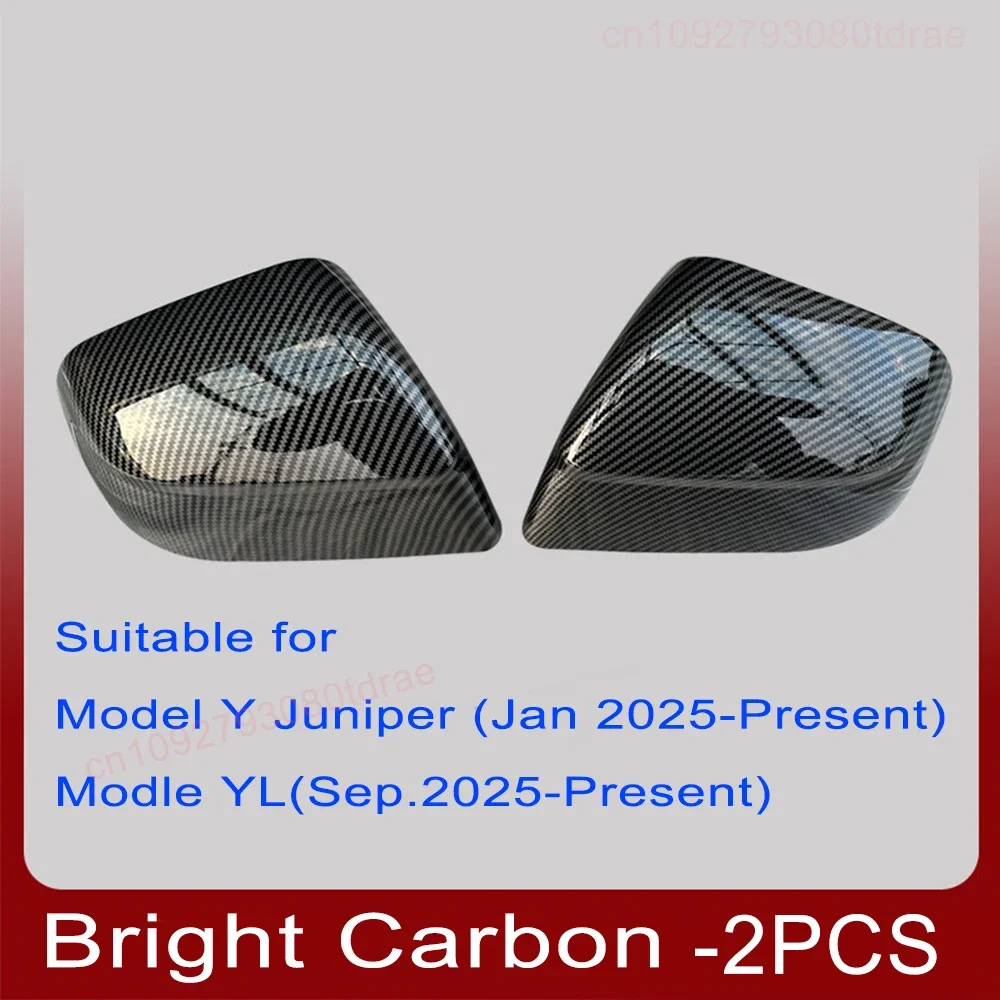 2 Stück Tesla Model YL / Y Juniper Carbonfaser Schwarze Seitenspiegelabdeckung ABS Schadensfreie Installation Schutzdekoration – Detail 12