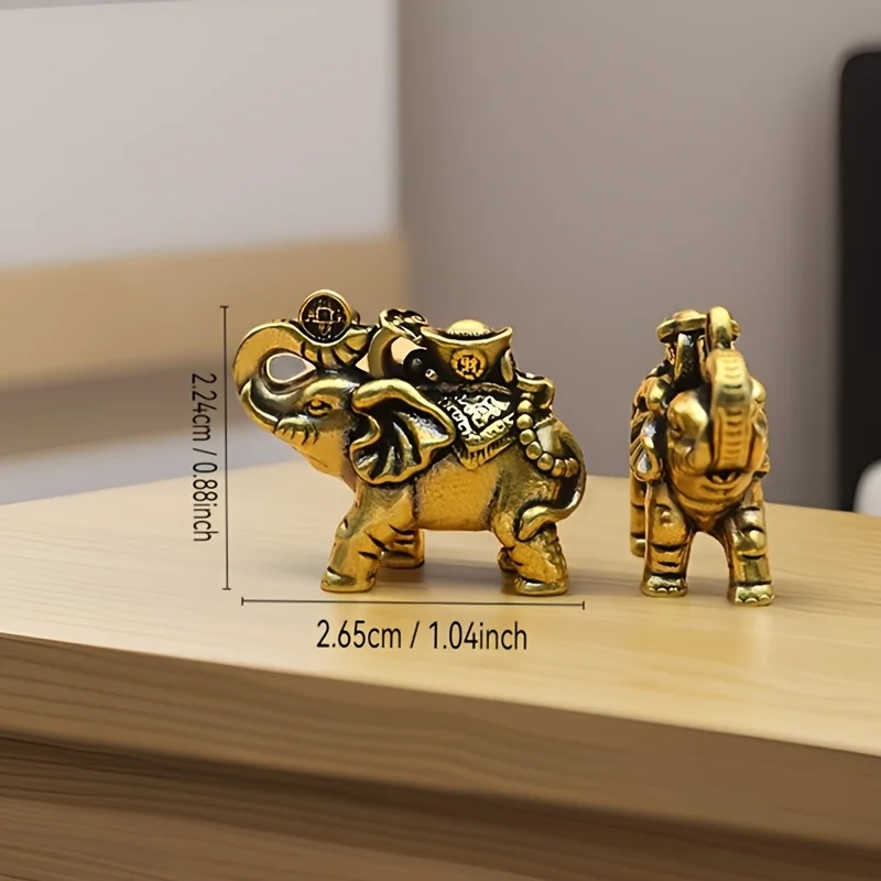 1 Piece Vintage Brass Elephant Statue, Prosperity Animal Statue for Indoor and Outdoor Decoration, No Electricity Required, Vers
