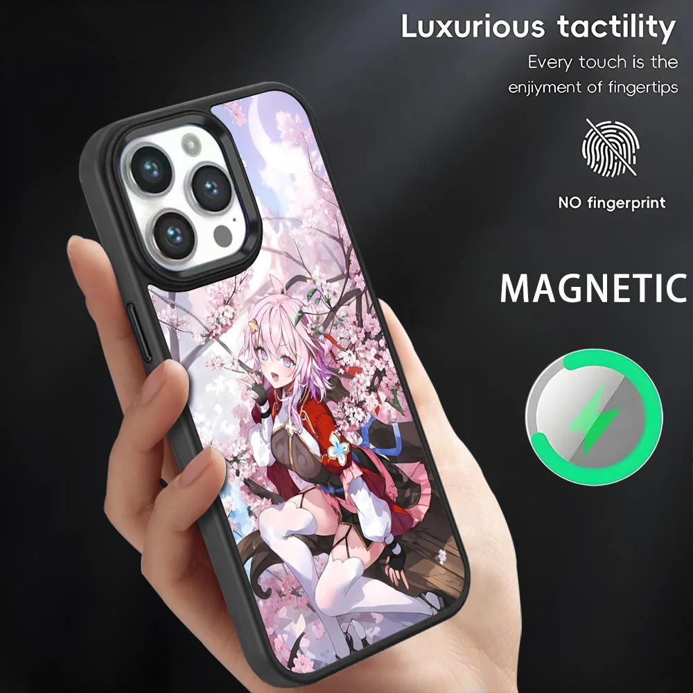 

March 7th Honkai Star Rail Phone Case For iPhone 16 15 14 13 12 11 Pro Max Plus Mini Magnetic Magsafe Wireless Charging Cover