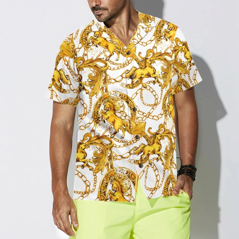 

Beautiful Horses Graphic Hawaiian Shirt For Men Summer Casual Short Sleeve Loose Fit Beach Shirts Top Men's Vacation Party Shirt