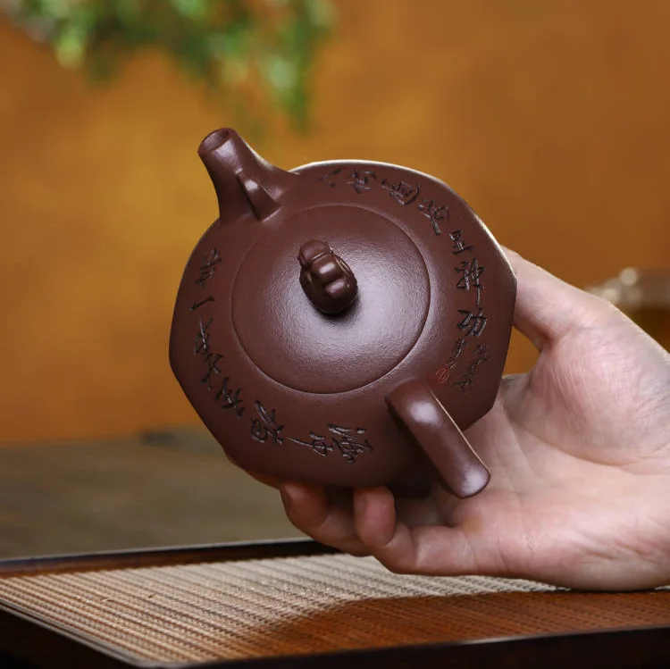 Eight Immortals Pot Original Ore Purple Clay Yixing Zisha Teapot Set Hand-Carved By Famous Art Masters Creative Tea Brewing