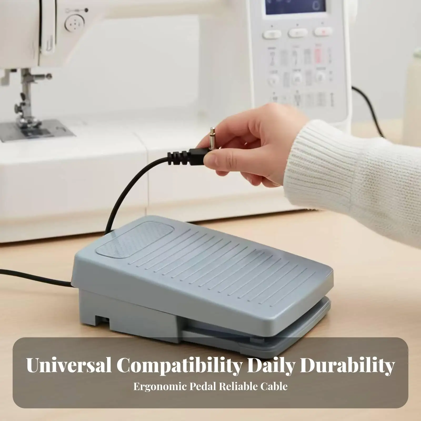 Non-slip Sewing Machine Pedal Foot Controller Replacement for C-9000 Plastic Material with Built-in Cord for Domestic Machine