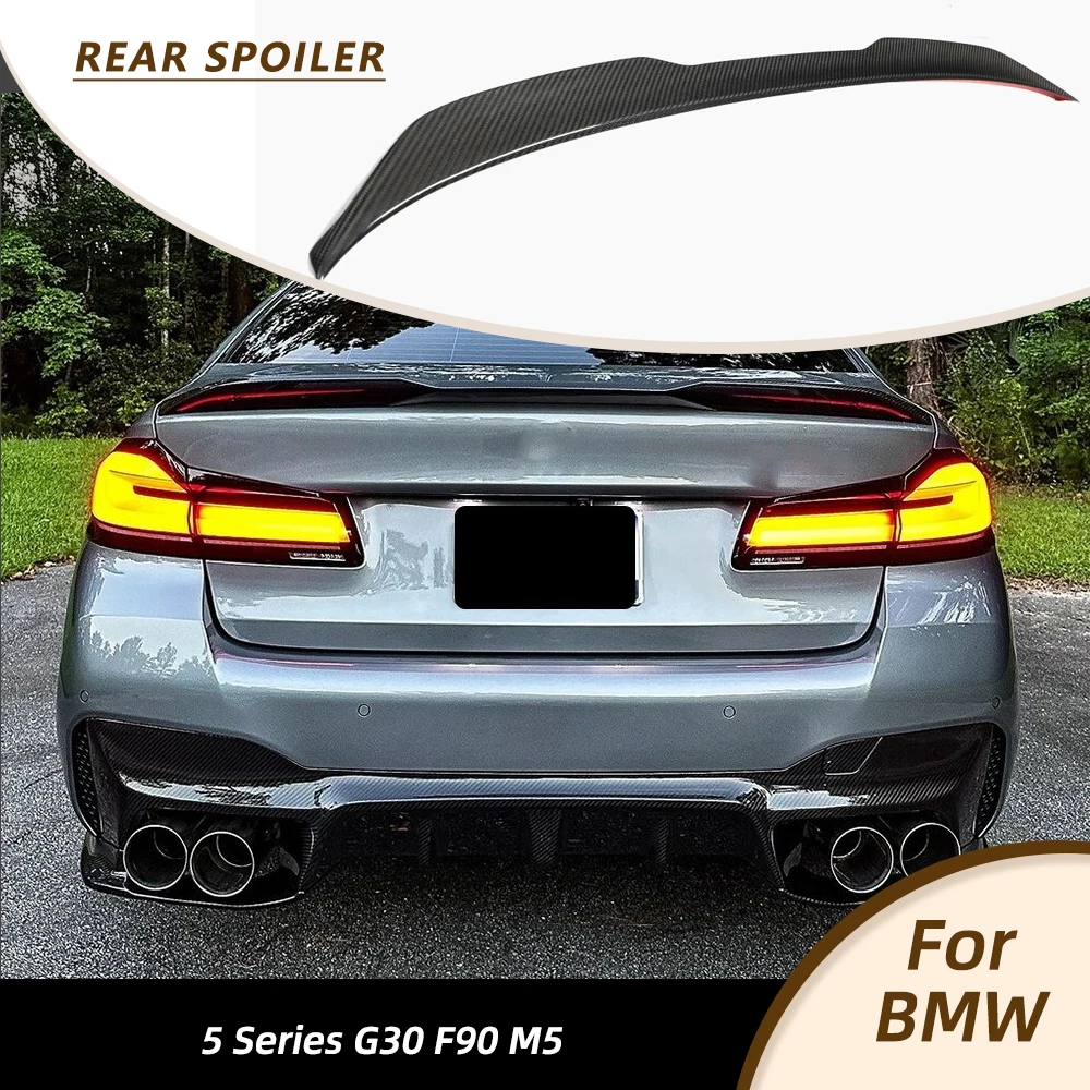 

Car Rear Trunk Racing Spoiler Boot Lip Wing Spoiler For BMW 5 Series G30 F90 M5 Sedan 2017-2023 Car Rear Wing Dry Carbon Fiber