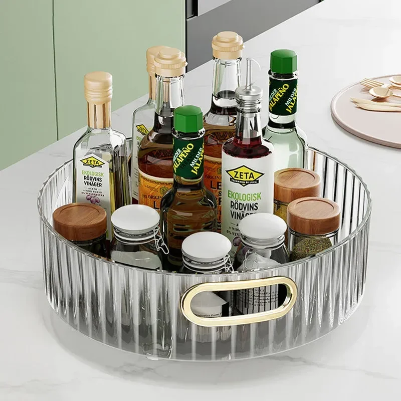 

360° Rotating Storage Rack Kitchen Turntable Transparent Condiment Bottle Condiment Rack Living Room Desktop Storage Box 2024