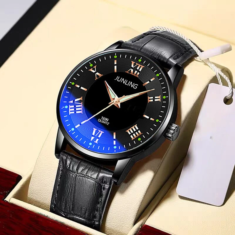 Classic Men's Fashion Quartz Watch Premium Leather Band Luxury Male Business Wristwatch For Daily Wear Business Casual Outdoor
