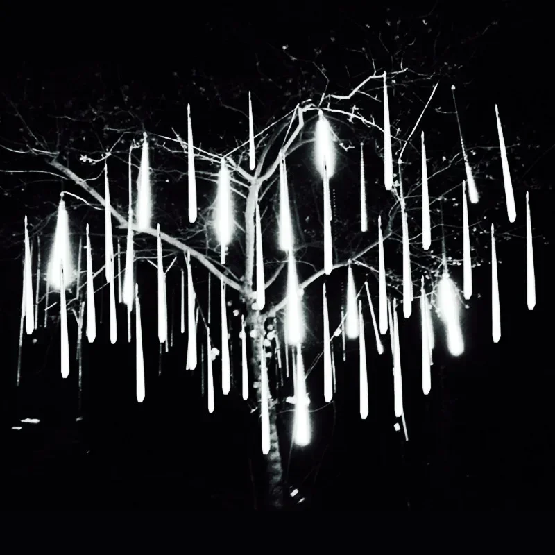 Imagem -03 - Led Meteor Shower Rain Lights Falling Raindrop Fairy String Light para o Natal Holiday Party Decoração do Pátio ue us Plug 30 cm 50cm