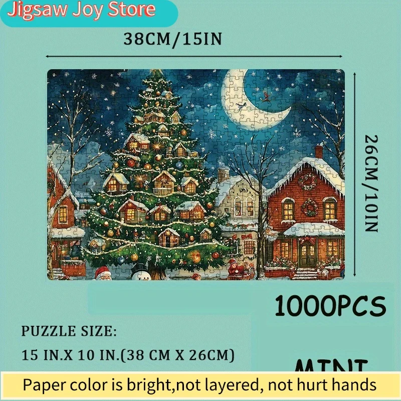 1 Box  Mini Paper Puzzles for Adults: "Christmas Float Parade Street Scene" or for party Games & Activities for Family & Frien